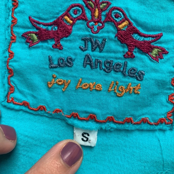 Johnny Was - Blue Asymmetrical Embroidered Dress - Picture 5 of 7